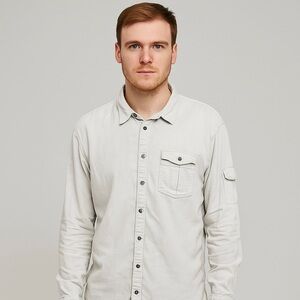 HempWoodLamb Hemp/Cotton Blend Button Up Shirt Off White Size XL See Description